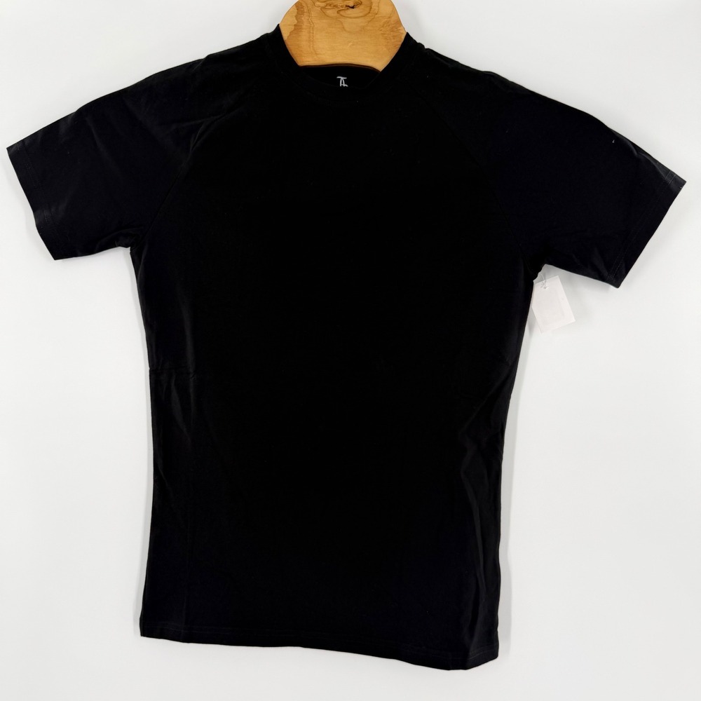 Tailored Athlete Mens Basic T-Shirt Black Short Sleeve Athletic Fit Small S